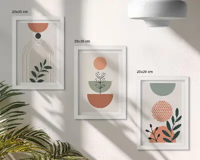 Galerie de perete cu motive vegetale în forme și culori moderne