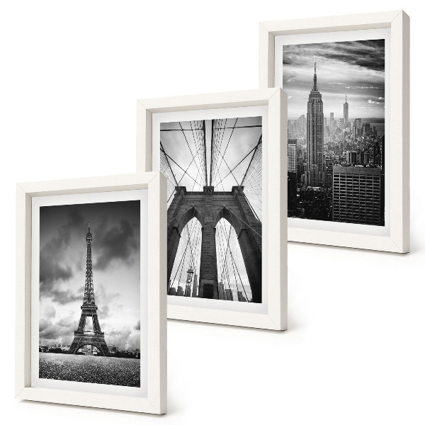 Set 3 tablouri Turnuri și poduri în nuanțe monocromatice
