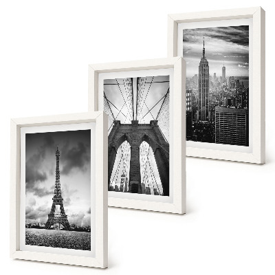 Set 3 tablouri Turnuri și poduri în nuanțe monocromatice