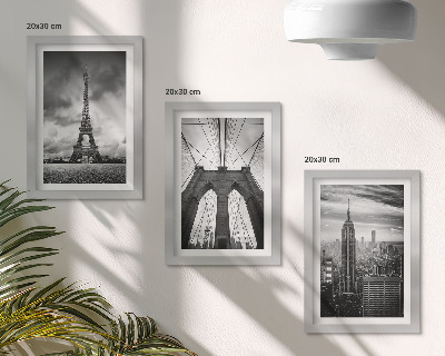 Set 3 tablouri Turnuri și poduri în nuanțe monocromatice