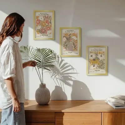Set de 3 tablouri cu modele florale din Amsterdam, Paris și Londra