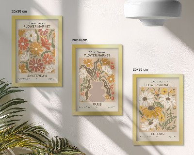 Set 3 tablouri Modele florale din Amsterdam, Paris și Londra