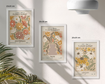 Set 3 tablouri Modele florale din Amsterdam, Paris și Londra