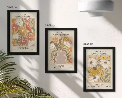 Set de 3 tablouri cu modele florale din Amsterdam, Paris și Londra