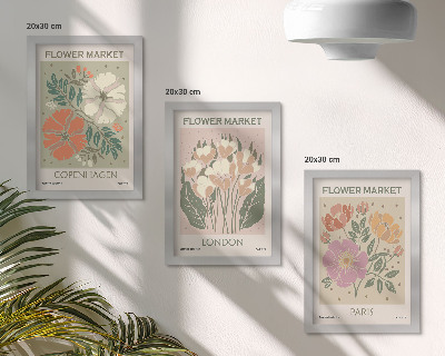 Set 3 tablouri Postere florale Copenhaga Londra Paris