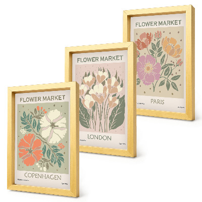 Set 3 tablouri Postere florale Copenhaga Londra Paris