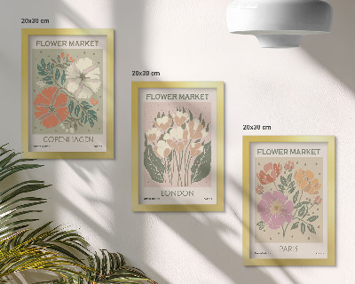 Set 3 tablouri Postere florale Copenhaga Londra Paris