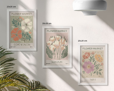 Set 3 tablouri Postere florale Copenhaga Londra Paris