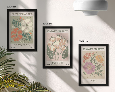 Set 3 tablouri Postere florale Copenhaga Londra Paris
