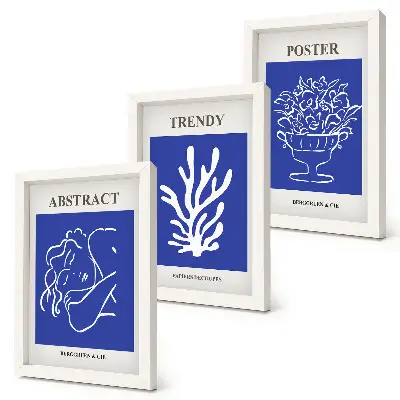 Set de 3 tablouri cu postere albastre elegante de Henri Matisse