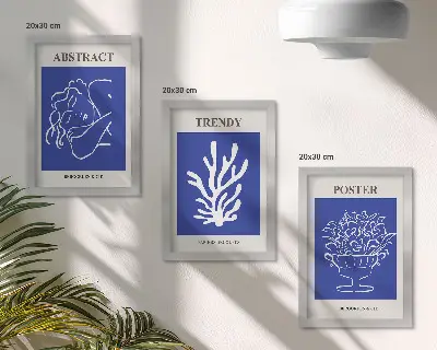 Set de 3 tablouri cu postere albastre elegante de Henri Matisse