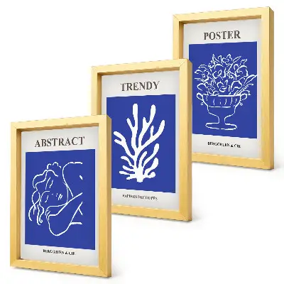 Set de 3 tablouri cu postere albastre elegante de Henri Matisse