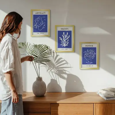 Set de 3 tablouri cu postere albastre elegante de Henri Matisse