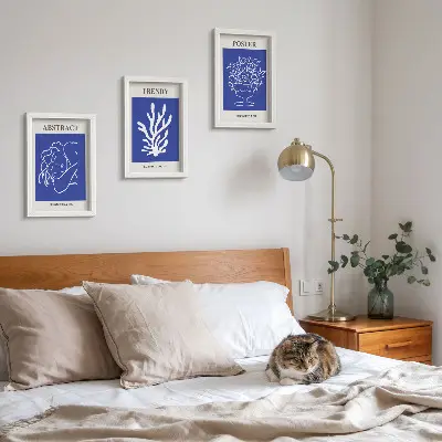 Set de 3 tablouri cu postere albastre elegante de Henri Matisse