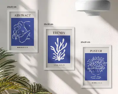 Set de 3 tablouri cu postere albastre elegante de Henri Matisse