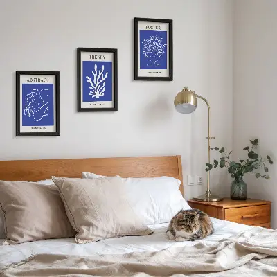 Set de 3 tablouri cu postere albastre elegante de Henri Matisse