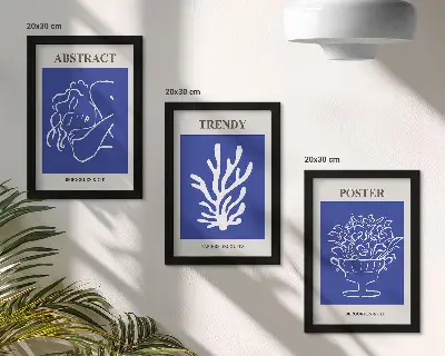 Set de 3 tablouri cu postere albastre elegante de Henri Matisse