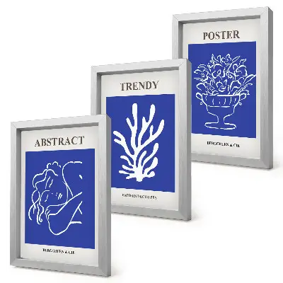 Set de 3 tablouri cu postere albastre elegante de Henri Matisse