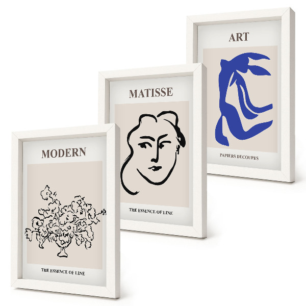 Set 3 tablouri Postere abstracte în stilul minimalist al lui Henri Matisse