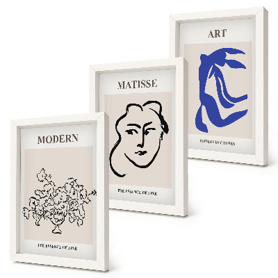 Set 3 tablouri Postere abstracte în stilul minimalist al lui Henri Matisse