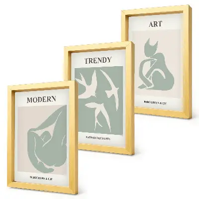 Set de 3 tablouri cu figuri abstracte de Henri Matisse în culori estompate
