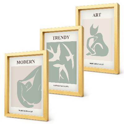 Set 3 tablouri Figuri abstracte de Henri Matisse în culori estompate