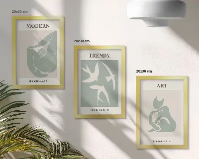 Set de 3 tablouri cu figuri abstracte de Henri Matisse în culori estompate