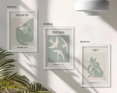 Set de 3 tablouri cu figuri abstracte de Henri Matisse în culori estompate