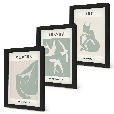 Set de 3 tablouri cu figuri abstracte de Henri Matisse în culori estompate