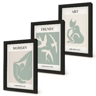 Set 3 tablouri Figuri abstracte de Henri Matisse în culori estompate