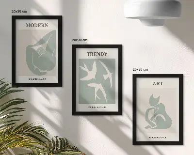 Set de 3 tablouri cu figuri abstracte de Henri Matisse în culori estompate