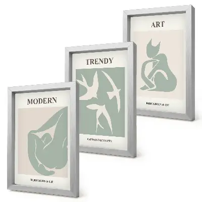 Set de 3 tablouri cu figuri abstracte de Henri Matisse în culori estompate