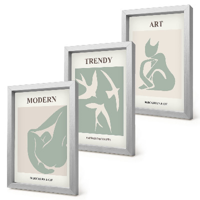 Set 3 tablouri Figuri abstracte de Henri Matisse în culori estompate
