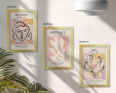 Set 3 tablouri Portrete elegante și forme abstracte în culori pastelate