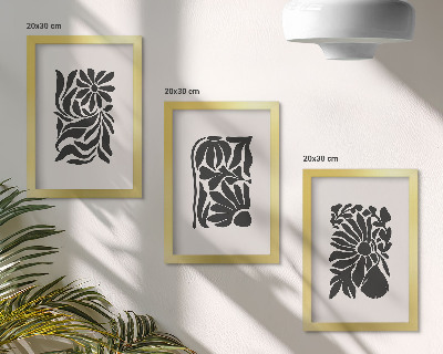 Galerie de perete Modele abstracte de plante în nuanțe de negru