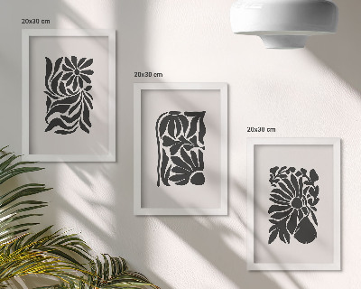 Galerie de perete Modele abstracte de plante în nuanțe de negru