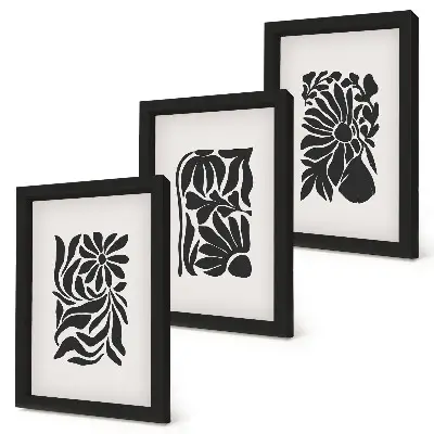 Galerie de perete cu modele abstracte de plante în nuanțe de negru