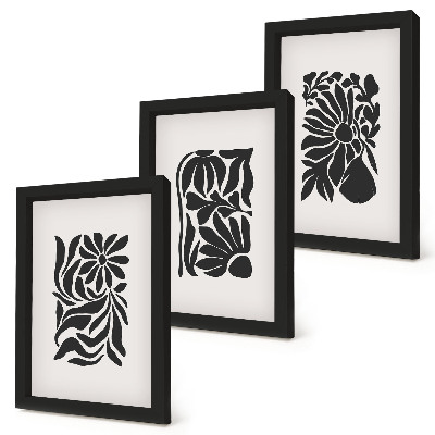 Galerie de perete Modele abstracte de plante în nuanțe de negru