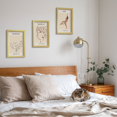 Set 3 tablouri Grafică elegantă cu flori, fețe și figuri umane