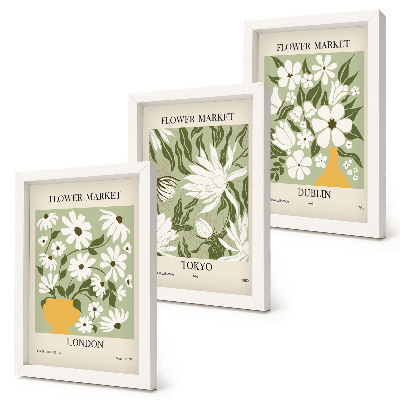 Set 3 tablouri Modele de postere florale Londra Tokyo Dublin