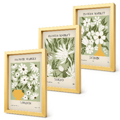 Set 3 tablouri Modele de postere florale Londra Tokyo Dublin