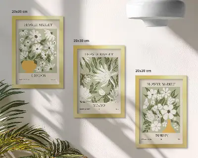 Set de 3 tablouri cu modele de postere florale Londra Tokyo și Dublin