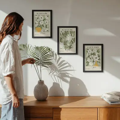Set de 3 tablouri cu modele de postere florale Londra Tokyo și Dublin
