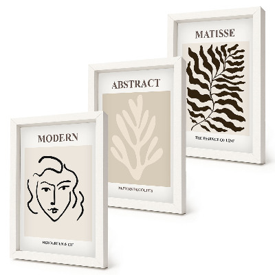Set 3 tablouri Ilustrații cu chipuri și frunze din grafica lui Henri Matisse