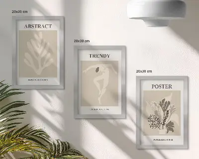 Galerie de perete cu modele vegetale în nuanțe de bej și maro