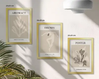 Galerie de perete cu modele vegetale în nuanțe de bej și maro
