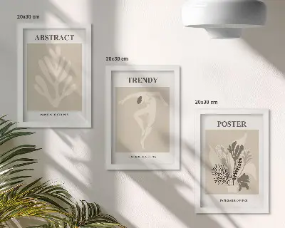 Galerie de perete cu modele vegetale în nuanțe de bej și maro