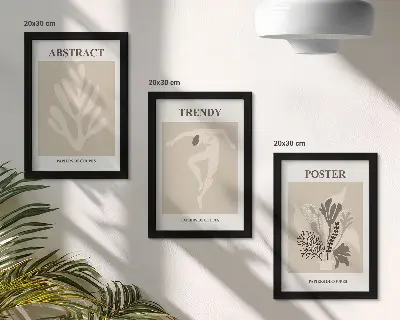 Galerie de perete cu modele vegetale în nuanțe de bej și maro
