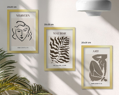 Set 3 tablouri Grafică elegantă cu linii și figuri în culori neutre