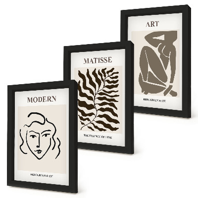 Set 3 tablouri Grafică elegantă cu linii și figuri în culori neutre